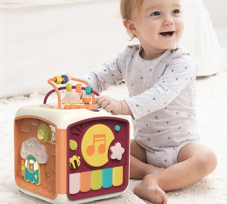 Baby Activity Cube Toddler Toys 7 in 1 Educational Shape Sorter Musical Toy Bead Maze Counting Discovery Toys For Kids Learning  BX1310 Full Set-A Official JT Merch