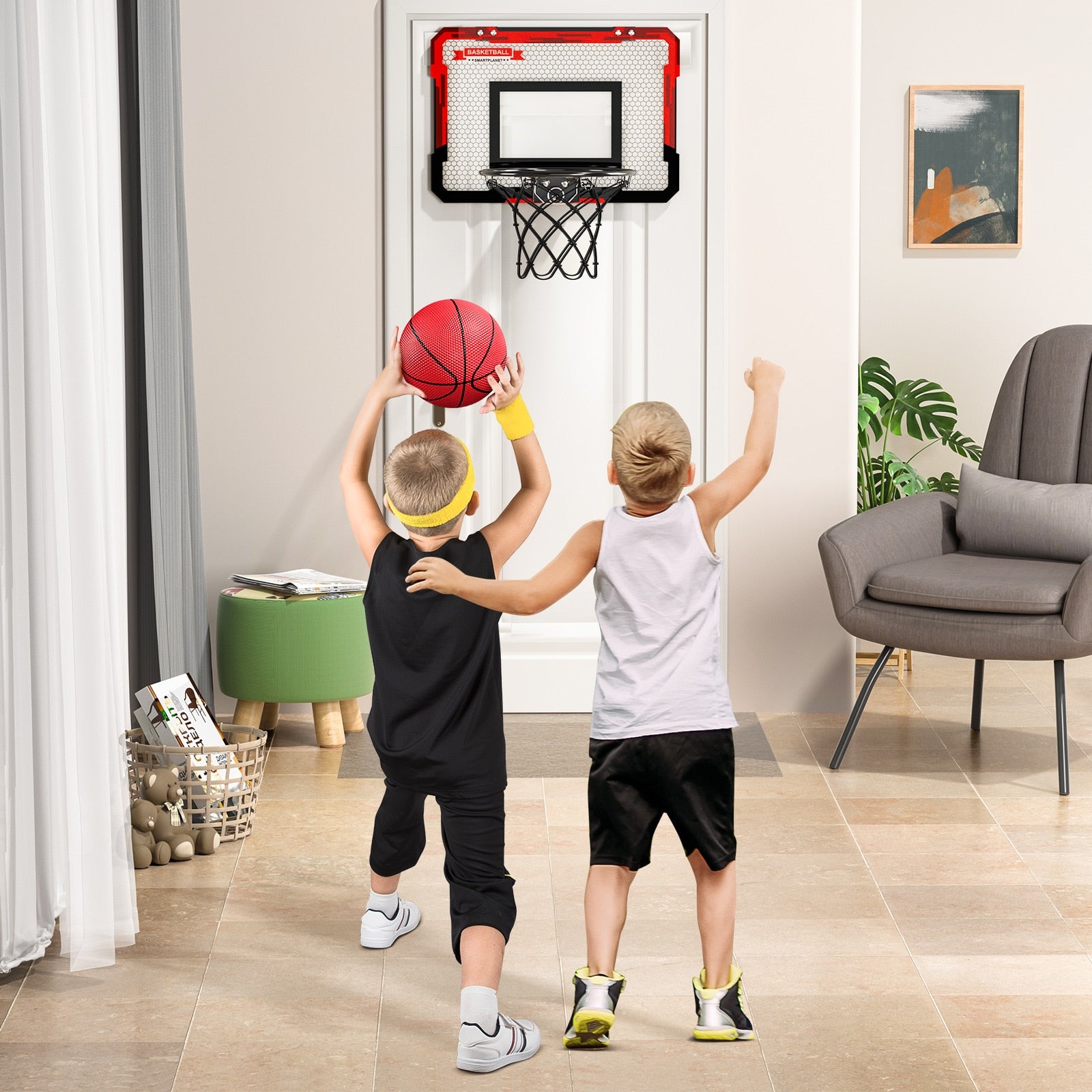 Mini basketball rack set hanging basketball rack adjustable boys and girls baby outdoor sports games childrens toys  BX1310 Default Title Official JT Merch
