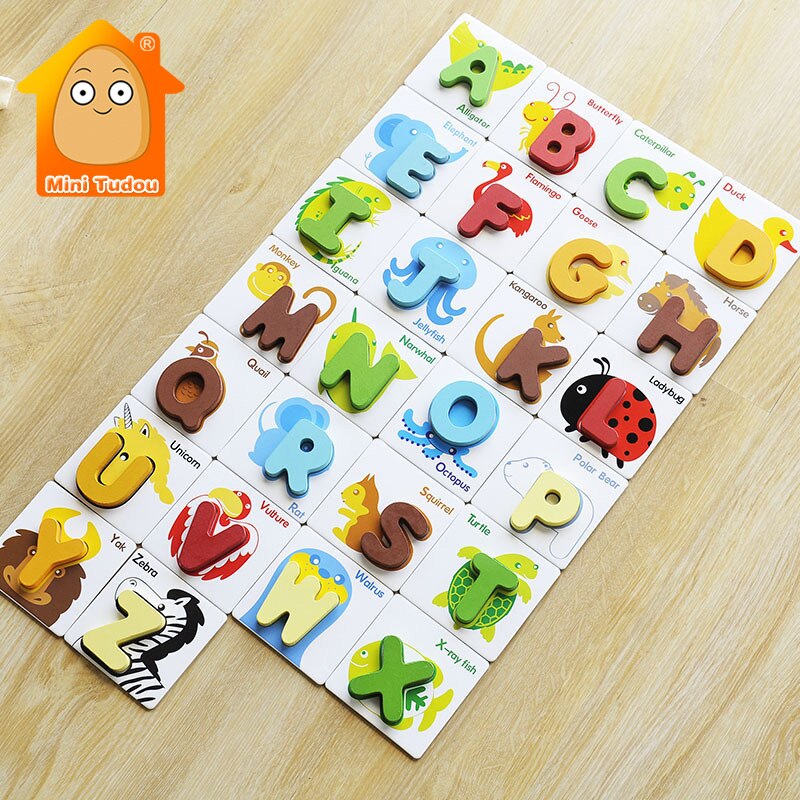 Kids Wooden 3D Alphabet Puzzle Baby Colorful English Letter Match Board Game Early Learning Educational Toys For Toddler Gifts  BX1310 Default Title Official JT Merch