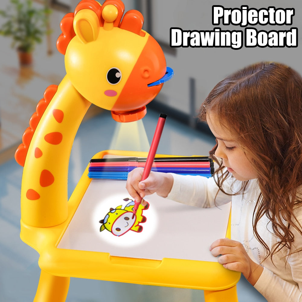 Children LED Projector Drawing Board Kids Painting Table Desk Montessori Educational Learning Writing Tablet For Boy Girl Toys  BX1310 Blue Official JT Merch