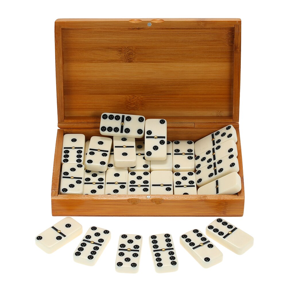 Double Six Dominos 28pcs/Set Board Game Travel Funny Table Game Domino Blocks Kits Early Educational Toys for Children Gift  BX1310 Bamboo box Official JT Merch