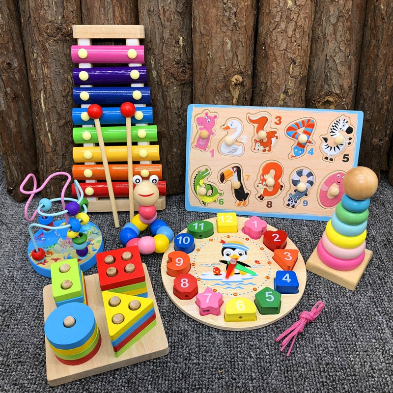 Hot Sell Kids Wooden Puzzles Game Montessori Educatinal Wooden Toys Little Baby Montessori Toys Educational Toys For Children  BX1310 WT331 Official JT Merch