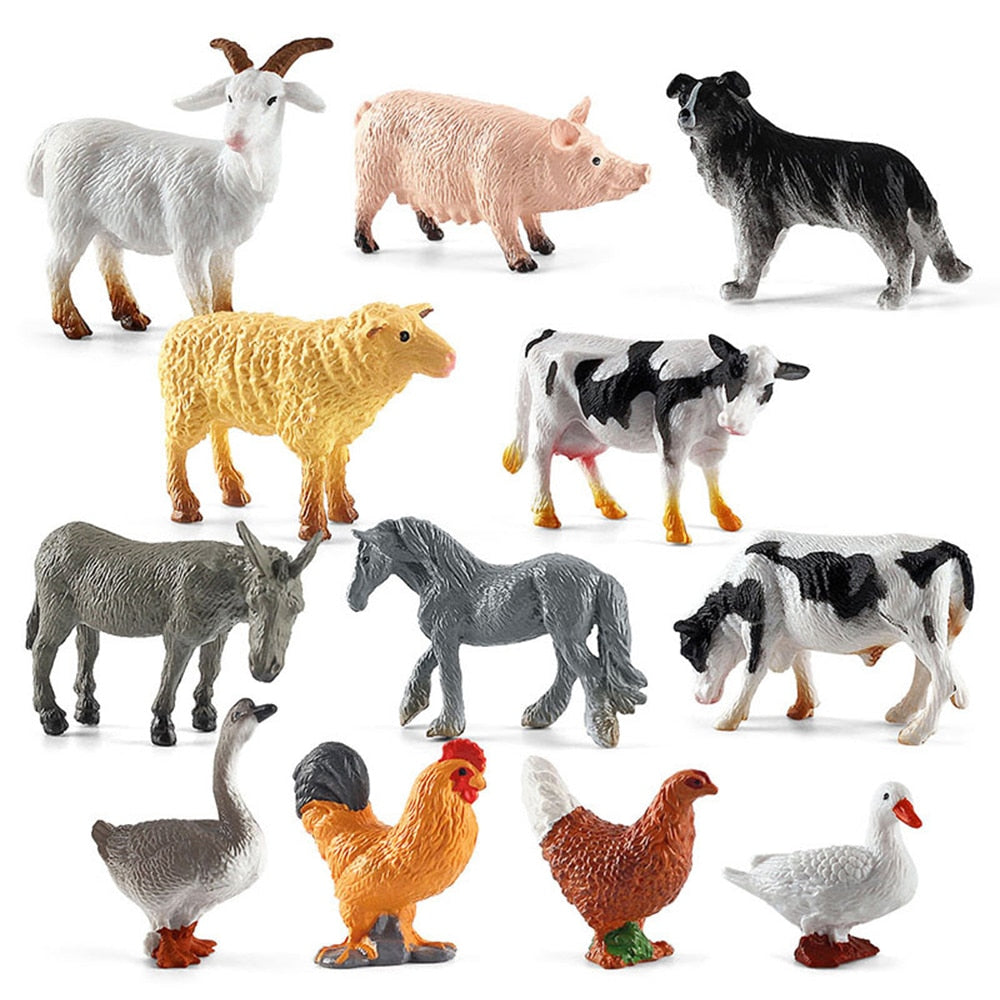 12pcs Realistic Animal Figurines Simulated Poultry Action Figure Farm Dog Duck Cock Models Education Toys for Children Kids Gift  BX1310 201 Official JT Merch