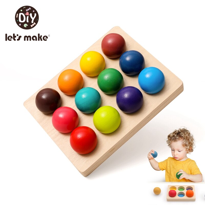 Let's Make Wooden Montessori Rainbow Matching Ball Color Sorting Sensory Toys Sensory Game Cognitive Educational Toys Kids Gifts  BX1310 6PCS Ball Official JT Merch