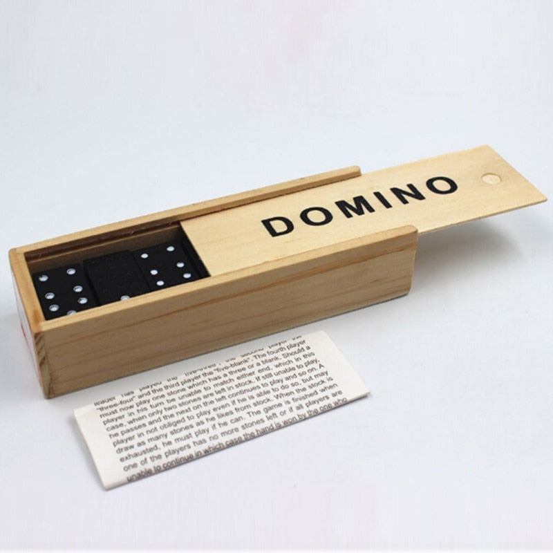 28pc Wooden Domino Board Games Travel Funny Table Game Domino Toys Teaching Aids 6 Dominoes Set Puzzle Card Black Dominoes  BX1310 Default Title Official JT Merch