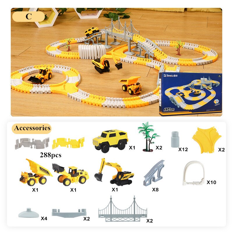 Childrens Engineering Rail Car Toy DIY Assembled Electric Train Car Parent-child Interaction Early Education Educational Toys  BX1310 A with box Official JT Merch