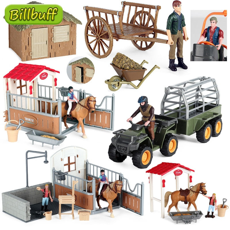 Simulation Farm Animals House Car Action Poultry Figures Horseman Horse Model Early educational toys for children Christmas gift  BX1310 farm figures a Official JT Merch