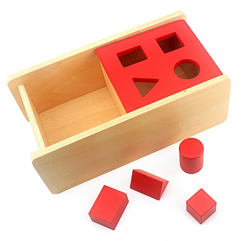 Baby Toy Montessori Kids Imbucare Box With Flip Lid 4 Shapes Wood Learning Educational Preschool Training Practical Life Skills  BX1310 Default Title Official JT Merch
