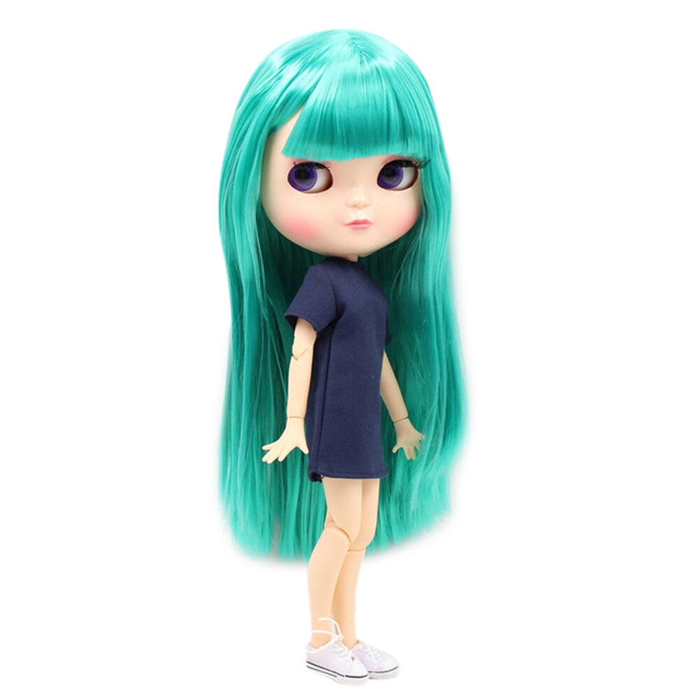 DBS blyth doll icy licca body joint body new cool green long straight hair 1/6 30cm gift toy BL4427  BX1310 Like a picture Official JT Merch