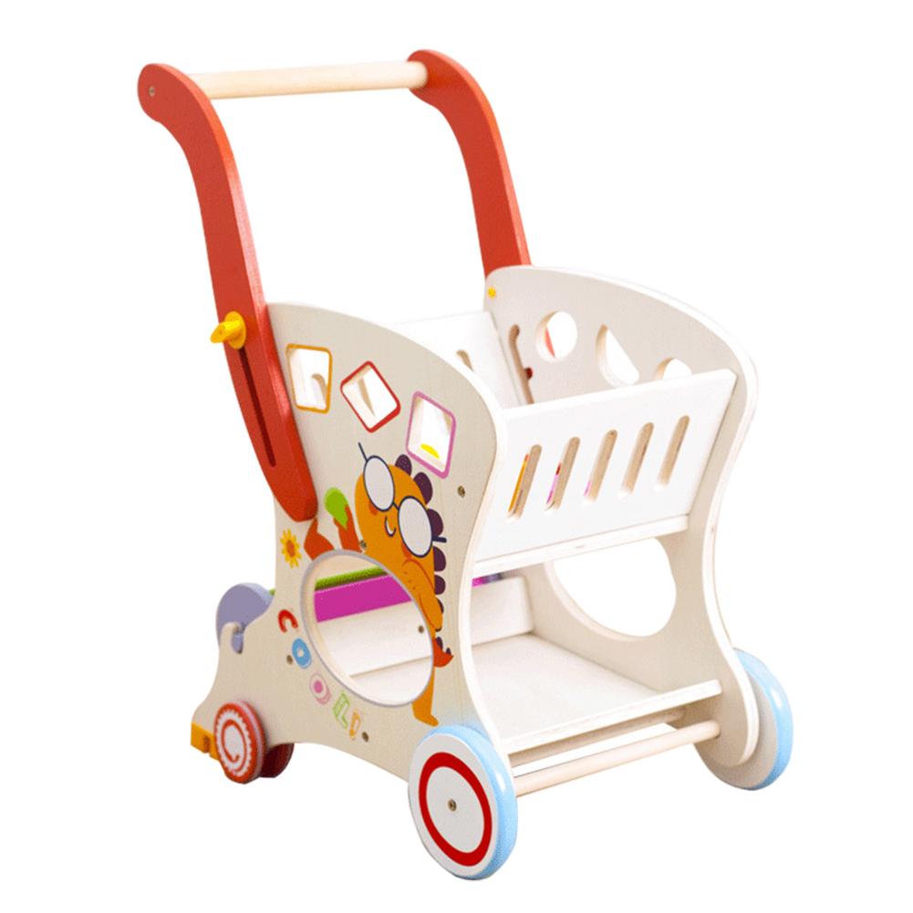 Sturdy Wagon Toy Walkers Wooden Toddler Baby Push Learning Walker Babies Shopping Cart Toy Walker With Wheels For 1-3 Years Wa  BX1310 Default Title Official JT Merch