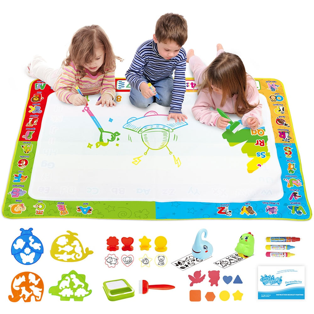 Magic Water Doodle Mat Drawing Board with Coloring Pens & Stamp Set Early Educational For Kids Children Painting Art Toys  BX1310 Default Title Official JT Merch