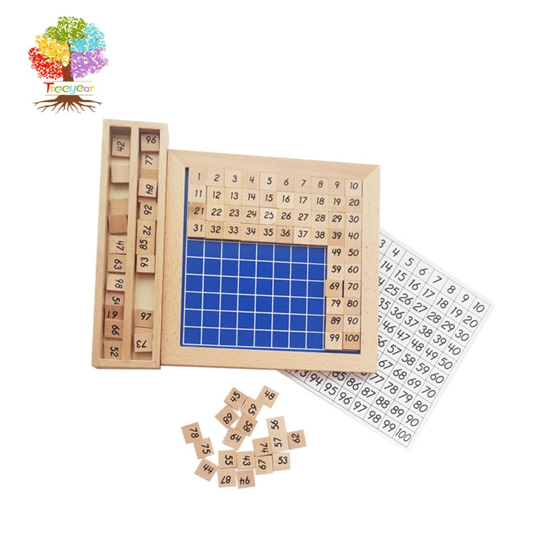 Treeyear Montessori Wooden Toys Counting Blocks Puzzles Math Hundred Board 1-100 Consecutive Numbers Educational Game for Kids  BX1310 Default Title Official JT Merch