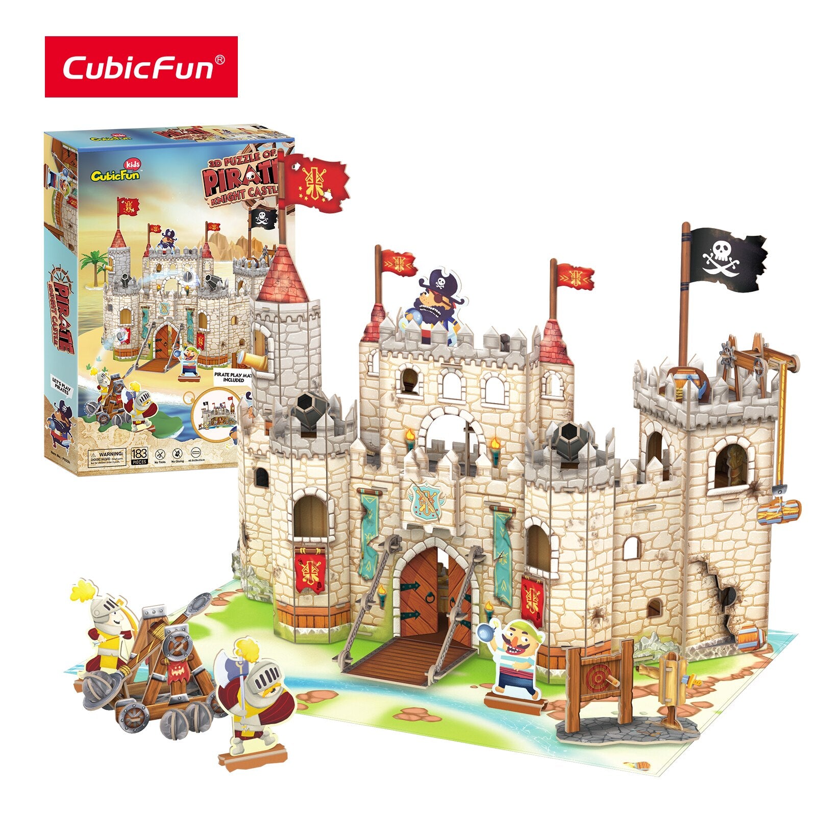 CubicFun 3D Puzzles Beach Knight Castle Model Kits Pirate Jigsaws Arts Crafts STEM Project Decoration Birtuday Gift for Kids  BX1310 P833h Official JT Merch
