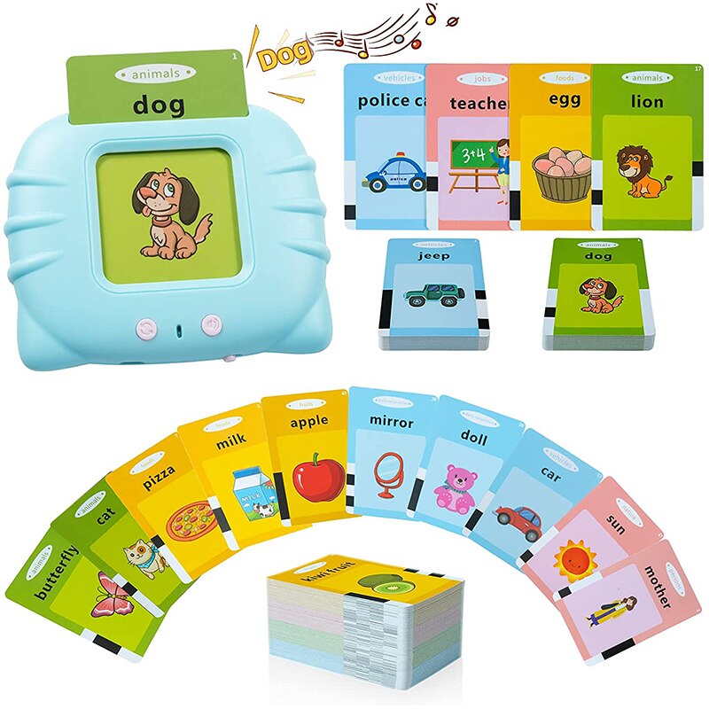 Kids Learn English Words Toys Electronic Cognitive Cards Talking Flash Cards Audio Books Flashcards Game 2-6 Years Toddlers Gift  BX1310 B Official JT Merch