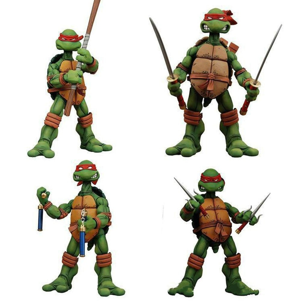 4pcs/set 7 Inch Cartoon Teenage Mutant Ninja Turtle Action Figure Movable Doll Toy Kids Decoration Toys  BX1310 colorful headscarf Official JT Merch