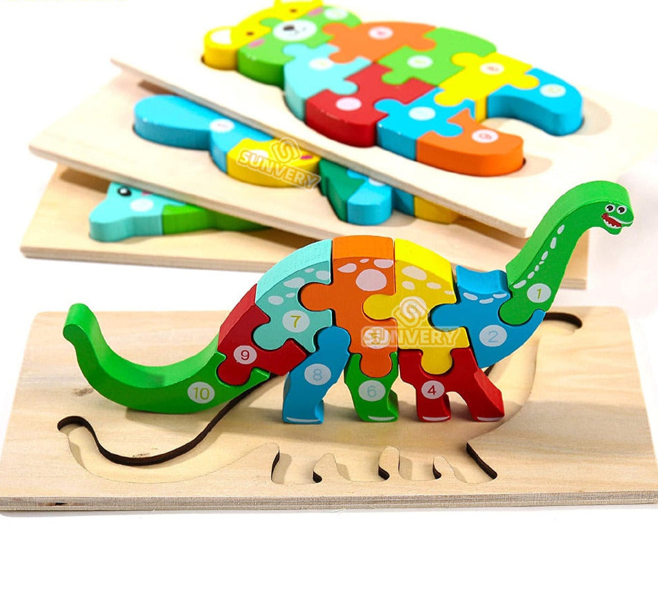 Montessori Wooden Toddler Puzzles for Kids Montessori Toys for Toddlers 2 3 4 Years Old Wooden Puzzle for Toddler Dinosaur Toy  BX1310 Dinosaur Official JT Merch