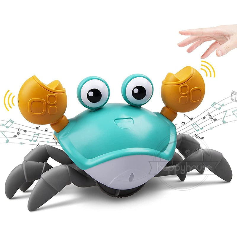 Crawling Crab Baby Toys with Music LED Light Up Musical Toys for Toddler Automatically Avoid Obstacles Interactive Toys for Kids  BX1310 Crab-Green no BOX Official JT Merch