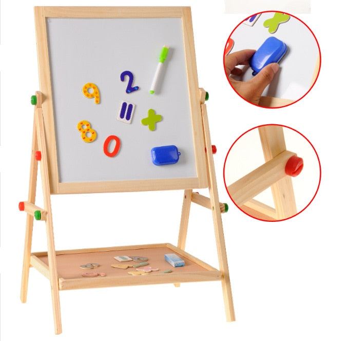 Free Shipping Children Wood Double-Sided Magnetic Drawing Board Wooden Educational Sketchpad Blackboard Kids Montessori Toy Gift  BX1310 Default Title Official JT Merch