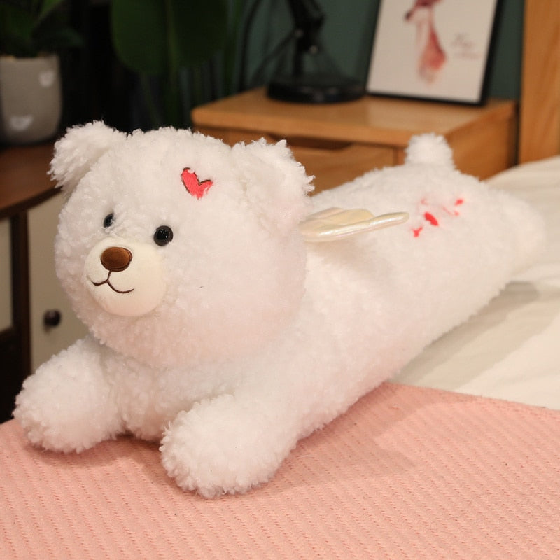 80-120cm Long Pillow Cushion Bear Plush Toys Soft Angel Teddy Bear Doll For Baby Kids Birthday Gifts  BX1310 80cm / White Official JT Merch