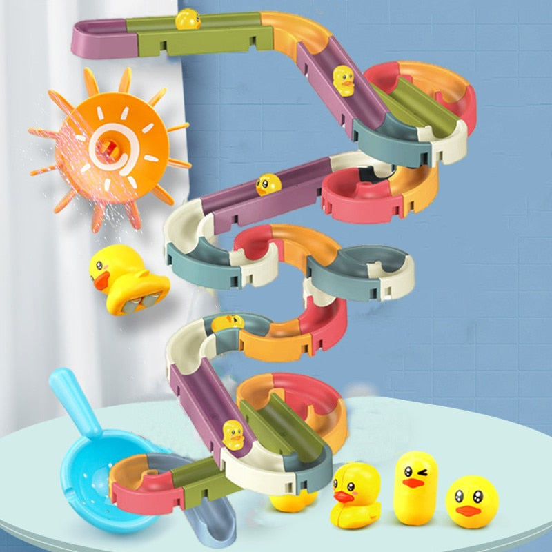 Baby Bath Toys DIY Marble Race Run Assembling Track Bathroom Bathtub Kids Play Water Spray Toy Set Stacking Cups For Children  BX1310 XS12-12Pcs Official JT Merch