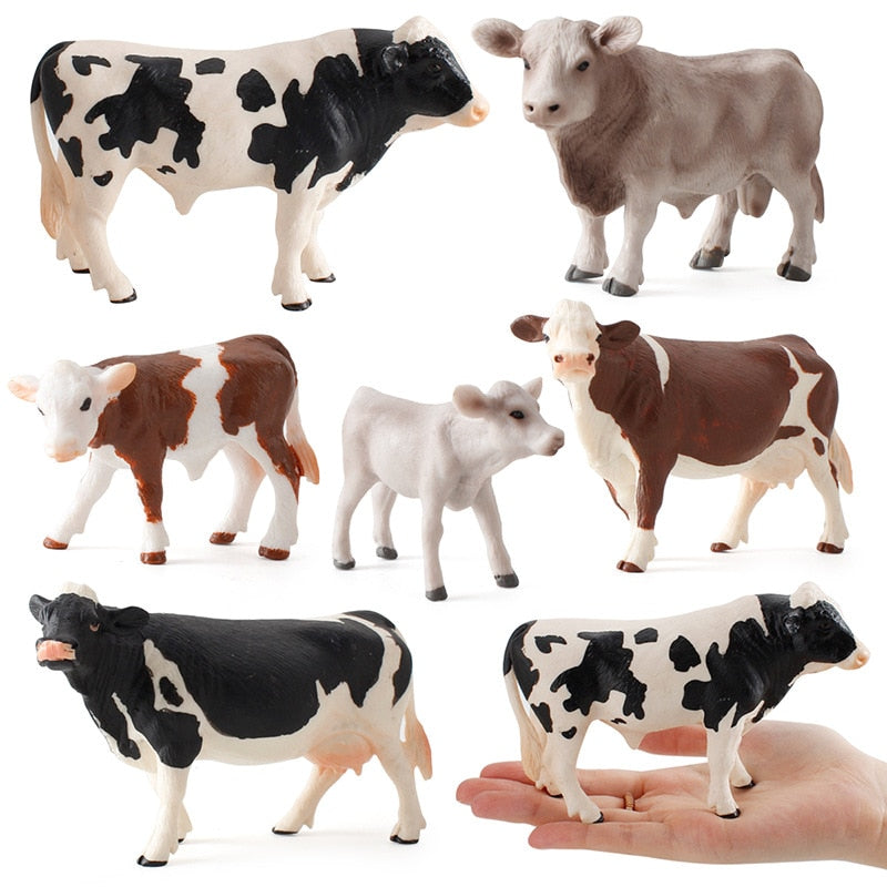 Simulation Farm Animal Model Holstein Cows Bulls Ranch Breeding Poultry Cows Movable Dolls PVC Solid Ornaments Childrens Toys  BX1310 187 Official JT Merch