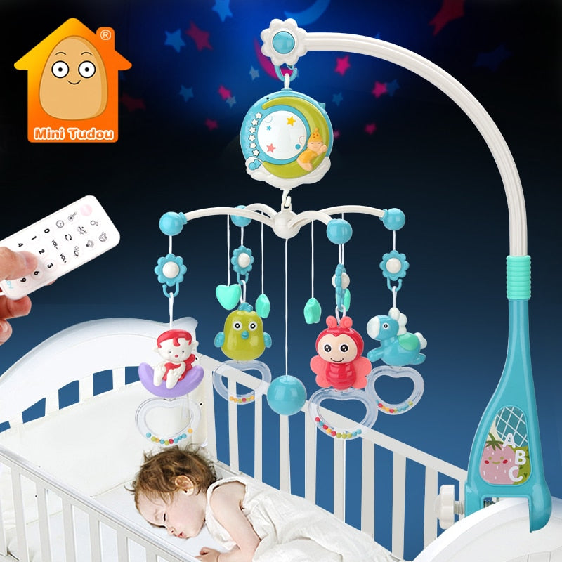 Baby Mobile Rattles Toys 0-12 Months For Baby Newborn Crib Bed Bell Toddler Rattles Carousel For Cots Kids Musical Toy Gift  BX1310 Small Blue Official JT Merch