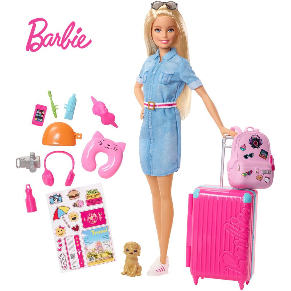 Original Travel Barbie Doll with Clothes Accessories Brinquedos Barbie Doll Toys for Children Juguete Baby Toys for Girls Boneca  BX1310 FWV25 Official JT Merch