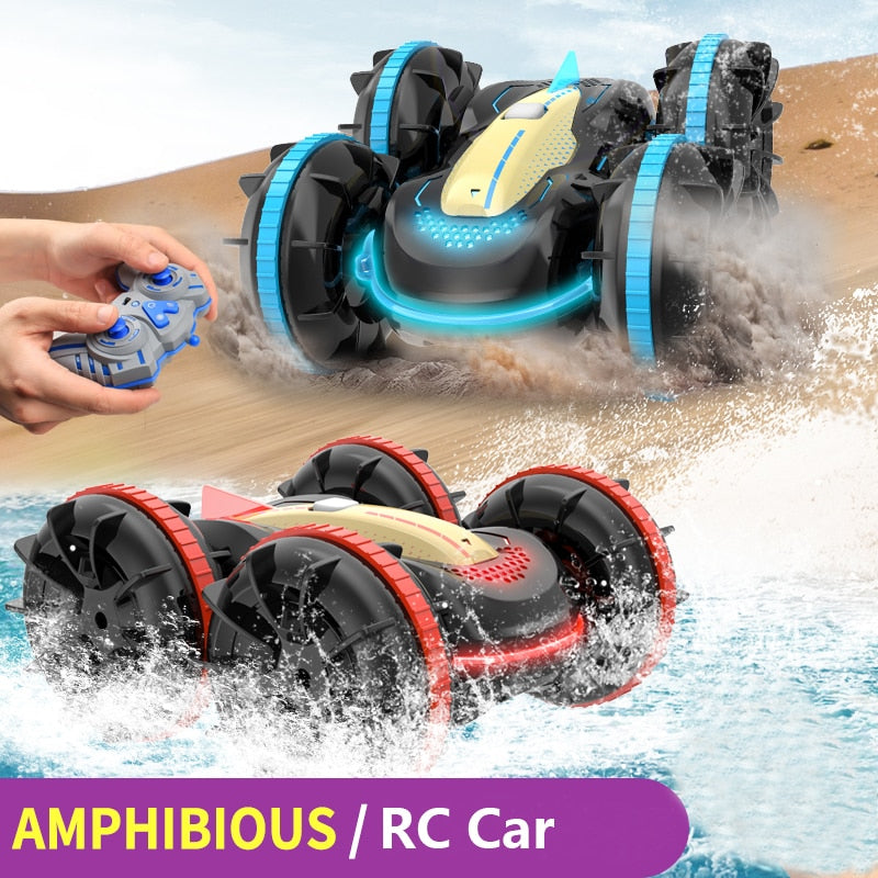 2022 New Electric Amphibious RC Stunt Car Waterproof 4WD Remote Control Toys Radio Control Vehicle Toys For Boys Girls 928  BX1310 Blue-1 Battery Official JT Merch