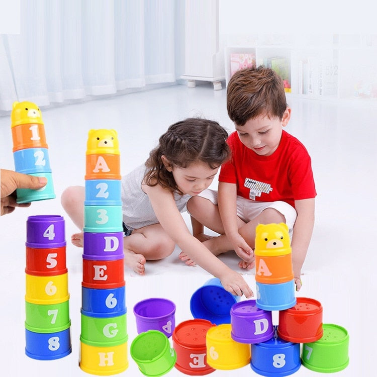 Baby Bathroom Hourglass Stacking Cup Montessori Educational Intelligence Gift Toys Stacking Ring Tower Infant Bath Play for Kids  BX1310 Default Title Official JT Merch