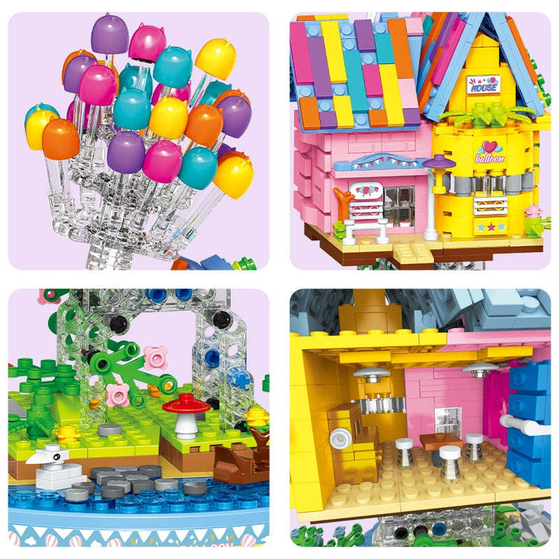 931+Pcs City Friends Suspended Gravity Balloon Flying House Building Blocks LED Lights Architecture Bricks Toy for Children Girl  BX1310 with packaging Official JT Merch