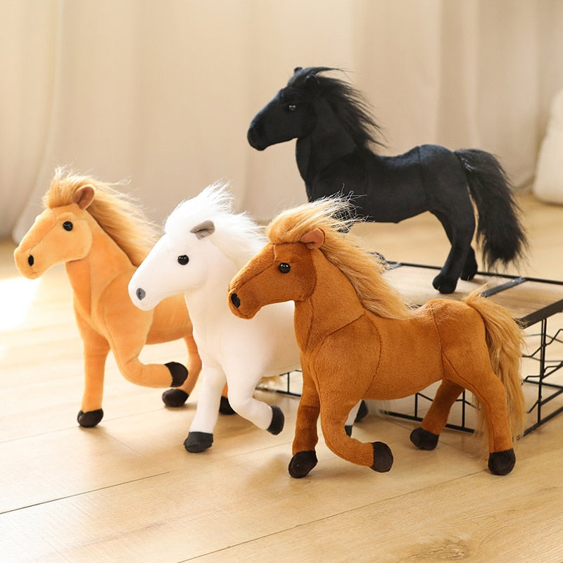 Simulation Horses Plush Toy Stuffed Soft Animal Dolls Real Life Horse Pillow for Children Kids Creative Birthday Decor Gifts  BX1310 25cm / White Official JT Merch
